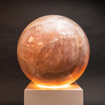 Polished Rose Quartz Sphere + Illuminated Wooden Base // 112 lb Sphere