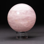 Polished Rose Quartz Sphere + Acrylic Display Stand