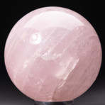 Polished Rose Quartz Sphere + Acrylic Display Stand