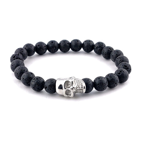 Stone Bracelet Skull // Lava (S)