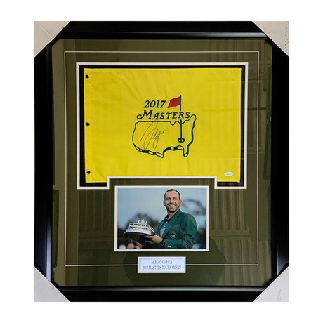 Sergio Garcia // Autographed 2017 Masters Pin Flag // Framed Display