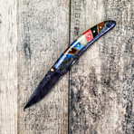 Colored Spacer Ionized Damascus Folder