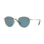 Persol // Men's 2445S Metal Oval Sunglasses // Silver + Light Blue