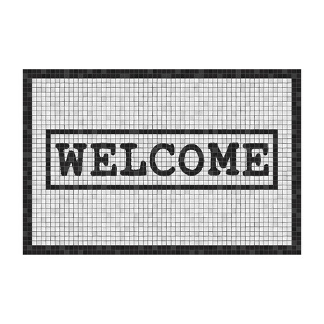 Mosaic // Welcome Floor Mat // B&W (2' x 3')