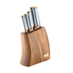 6 Piece Knife Set + Wooden Stand // Gray + Copper