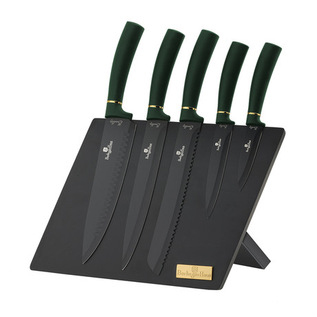 6-Piece Knife Set // Magnetic Stand // Emerald