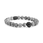 Regis Beaded Bracelet // Black + Gray Map Stone (7")