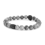 Regis Beaded Bracelet // Black + Gray Map Stone (7")