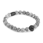 Regis Beaded Bracelet // Black + Gray Map Stone (7")