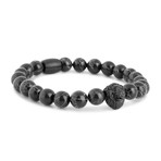 Regis Beaded Bracelet // Black + Black Turquoise (7")