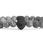 Regis Beaded Bracelet // Black + Gray Map Stone (7")