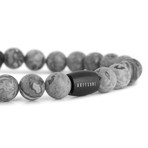 Regis Beaded Bracelet // Black + Gray Map Stone (7")