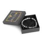 Regis Beaded Bracelet // Black + Gray Map Stone (7")
