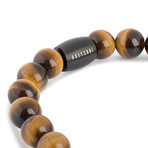 Regis Beaded Bracelet // Black + Yellow Tiger Eye (7")