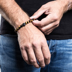 Regis Beaded Bracelet // Black + Yellow Tiger Eye (7")