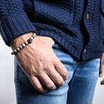 Regis Beaded Bracelet // Black + Gray Map Stone (7")