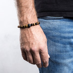 Regis Beaded Bracelet // Black + Yellow Tiger Eye (7")