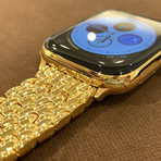 24K Gold Plated Apple Watch Series 6 // 24K Gold Plated Link Band + Butterfly Buckle // 44mm