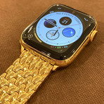 24K Gold Plated Apple Watch Series 6 // 24K Gold Plated Link Band + Butterfly Buckle // 44mm