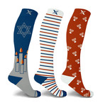 Hanukkah Celebration Knee High Compression Socks // 3-Pairs (Small / Medium)