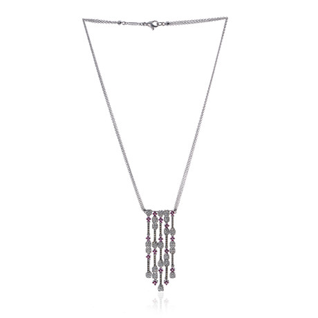 Piero Milano 18k White Gold Diamond + Ruby Necklace // Store Display
