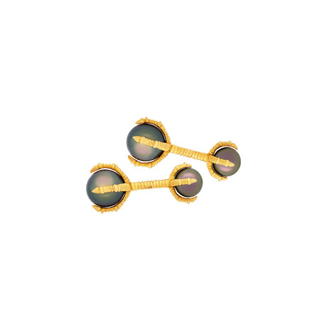 Assael 18k Yellow Gold Pearl Cufflinks IV // Store Display