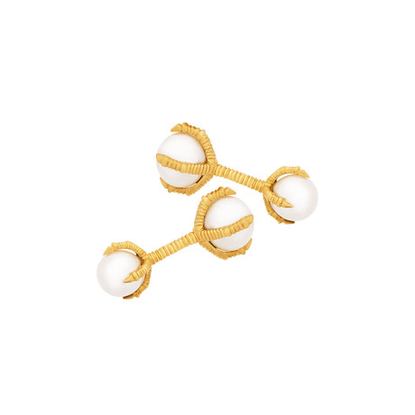 Assael 18k Yellow Gold Pearl Cufflinks II // Store Display