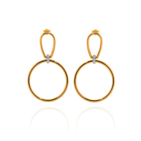 Roberto Coin Classica Parisienne 18k Two-Tone Gold Diamond Earrings // Store Display