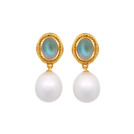 Assael 18k Yellow Gold South Sea Pearl Earrings I // Store Display