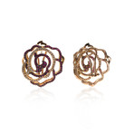 Piero Milano 18k Rose Gold Diamond + Ruby Earrings // Store Display