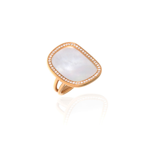 Roberto Coin // 18k Rose Gold Diamond + Mother of Pearl Ring // Ring Size: 6.5 // Store Display