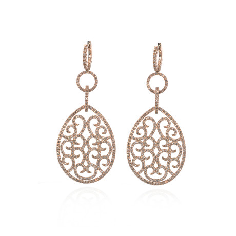 Piero Milano 18k Rose Gold Diamond Earrings I // Store Display