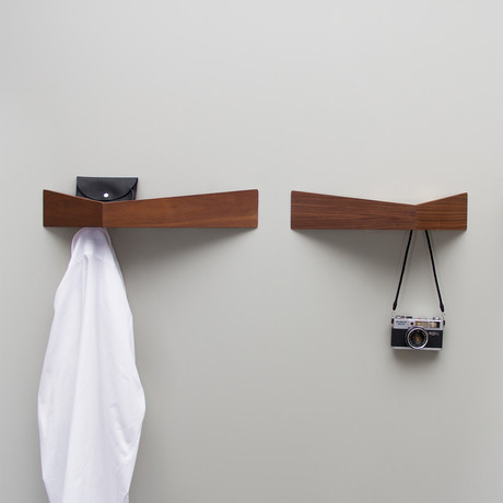 Set of 3 Pelican Shelves // Small Walnut + Medium Black + Large Walnut