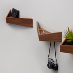 Set of 3 Pelican Shelves // Small Walnut + Medium Black + Large Walnut