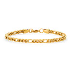 18K Gold Plated Stainless Steel Figaro Wheat Link Bracelet // Yellow