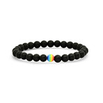 Lava + Rainbow Beaded Bracelet // Black + Multicolor
