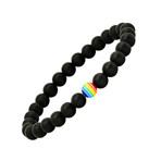 Lava + Rainbow Beaded Bracelet // Black + Multicolor
