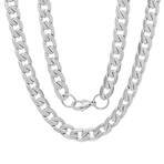 Accented Cuban Link Chain Necklace // Silver