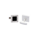 Bulgari 18k White Gold Square Onyx + Diamond Cufflinks // Pre-Owned