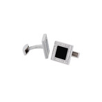 Bulgari 18k White Gold Square Onyx + Diamond Cufflinks // Pre-Owned