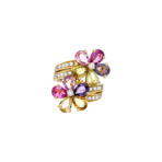 Bulgari 18k Yellow Gold Sapphire Flower + Diamond Ring // Ring Size: 6.25 // Pre-Owned