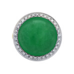 Mimi Milano 18k Two-Tone Gold Diamond + Green Agate Ring // Ring Size: 6.75 // Store Display