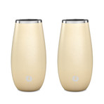 Insulated Stainless Steel Champagne Flute // Set of 2 // White + Gold