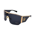Versace // Men's VE2220-100287 Oversized Shield Fashion Sunglasses // Gold + Black + Gray