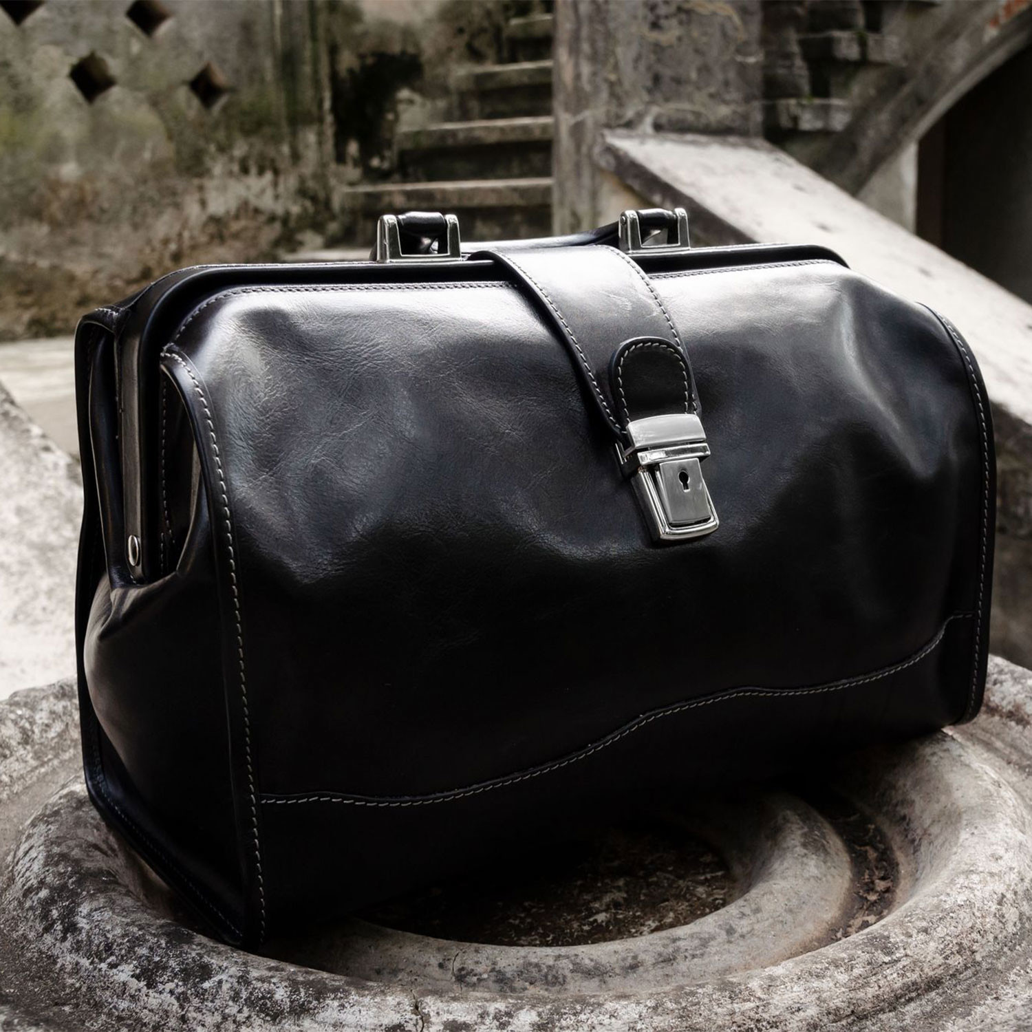 David Copperfield // Small Leather Doctor Bag // Black - Time Resistance -  Touch of Modern