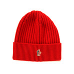Moncler // Men's Logo Patched Beanie // Red