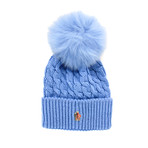 Moncler // Women's Fur Pom-Pom Beanie // Blue
