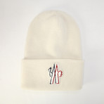 Moncler // Men's Logo Patch Beanie // White