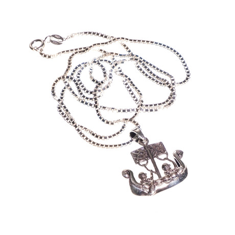 Dell Arte // Viking Ship Pendant + Chain // Silver