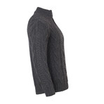 Zip Neck Fisherman Sweater // Charcoal (Small)
